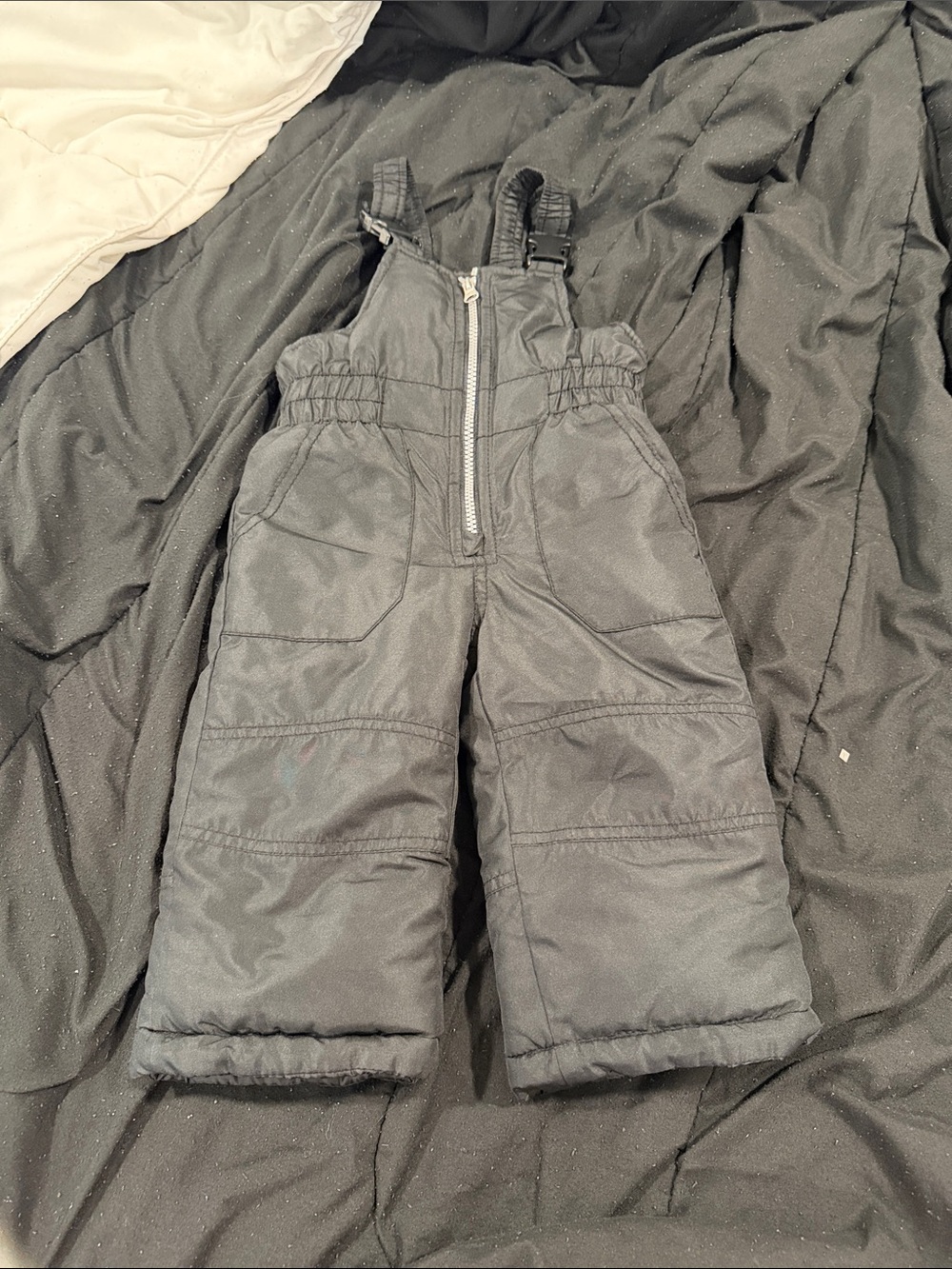 Kids Black Snow Bib Overalls - Winter Insulated Bottoms 12 months